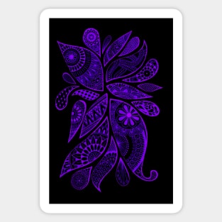 Abstract Zentangle Swirls Design (purple on black) Sticker